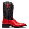 Marco Di Milano Alabama Red Ostrich Quill Square Toe Cowboy Boots