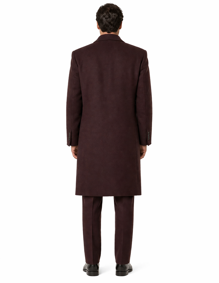 Mens Overcoat -Mens Long Wool Topcoats- Topcoat For Men-Mens Double breasted Overcoat - "Mehroon" Double breasted Coat