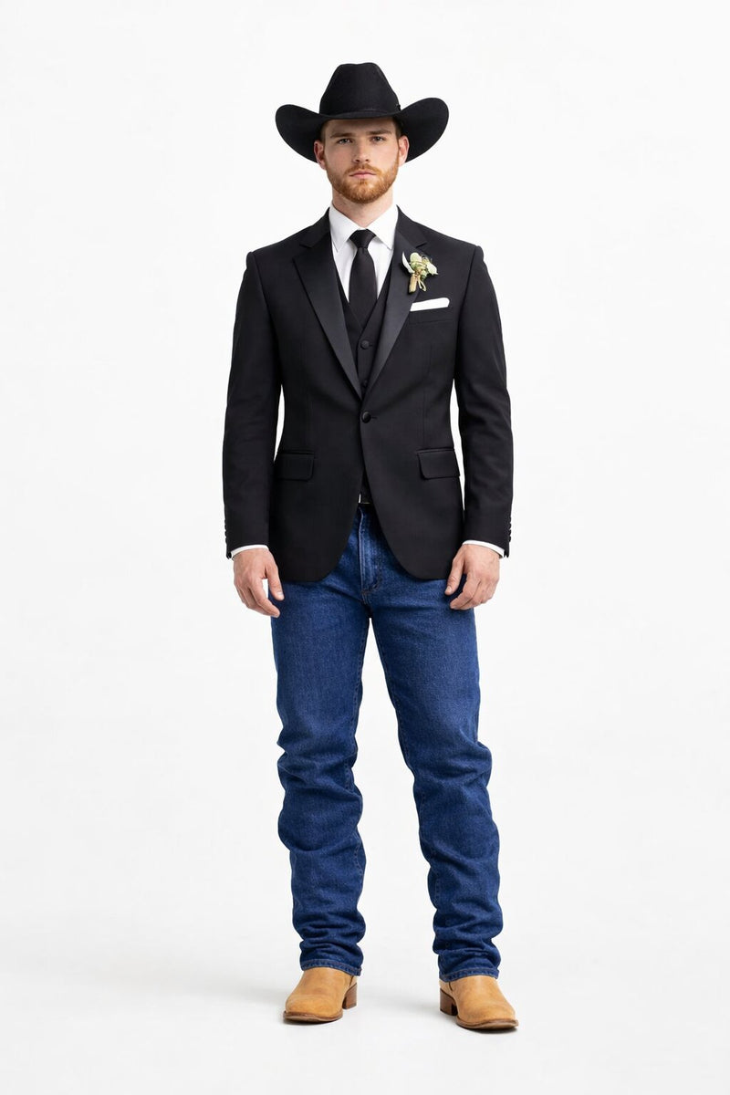 Western Tuxedo Blazer - Black Dinner Jacket