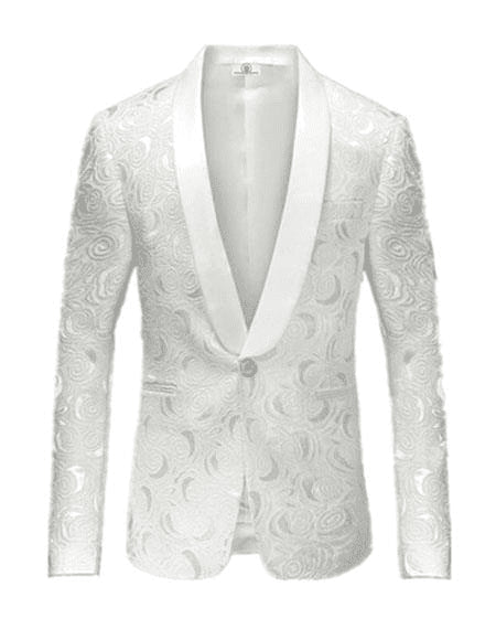 Alberto Nardoni Brand White Paisley Shawl Collar Tuxedo Dinner Jacket & Men's Blazer Sport Jacket - AlbertoNardoniStore