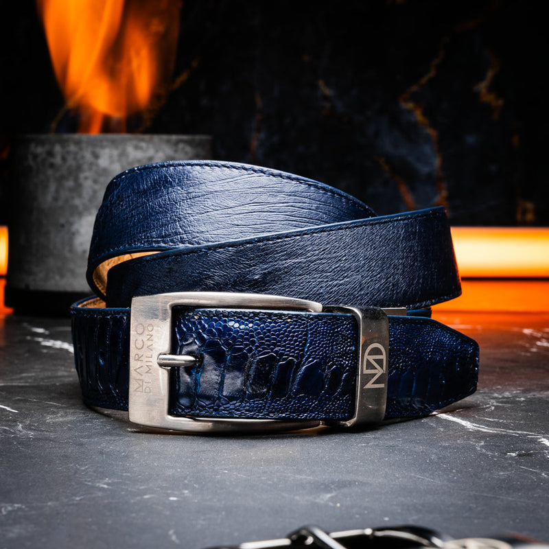 Marco Di Milano Alessio Belt Navy Leather Loafer