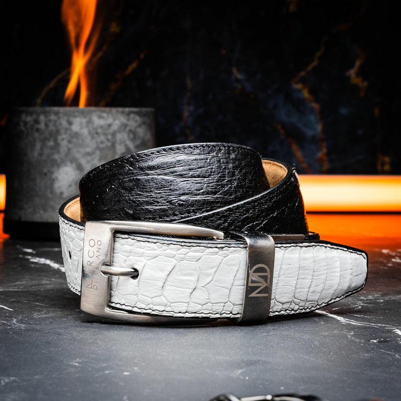 Marco Di Milano Alessio Belt - White & Black Leather Loafers