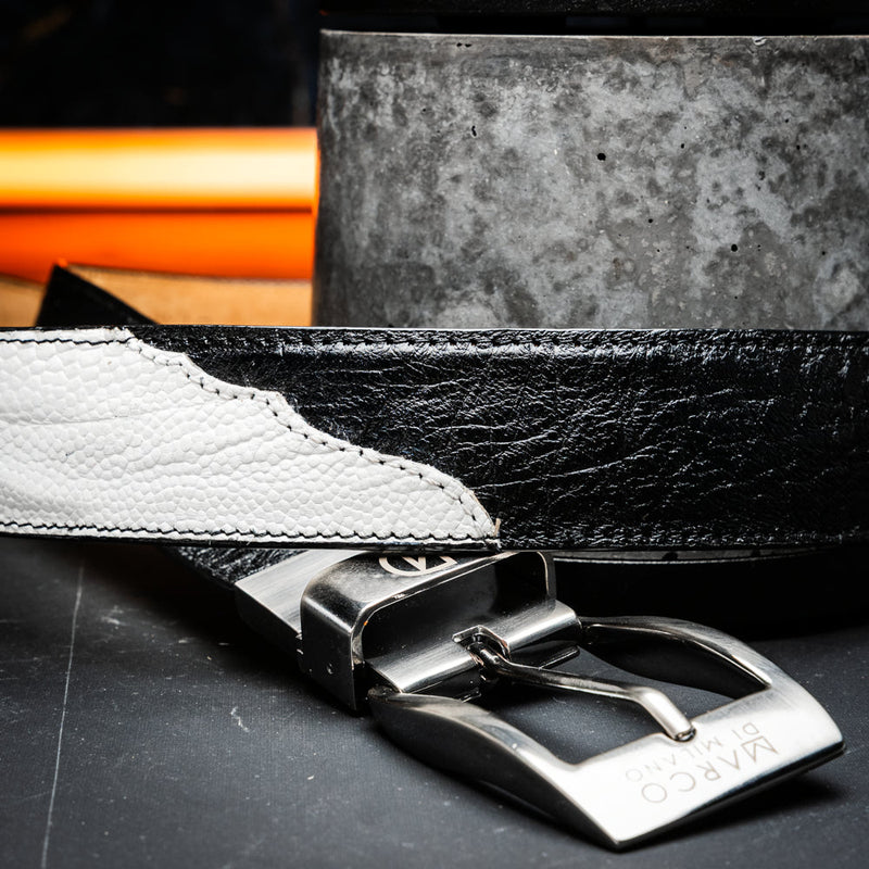 Marco Di Milano Alessio Belt - White & Black Leather Loafers