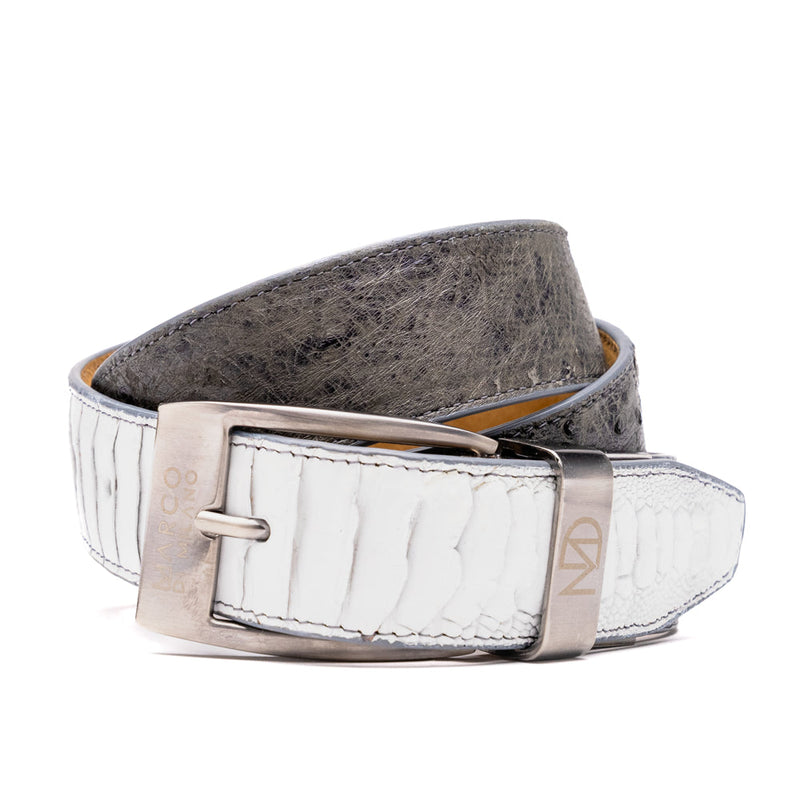 Marco Di Milano Alessio Belt: Luxury White/Gray Leather Shoes