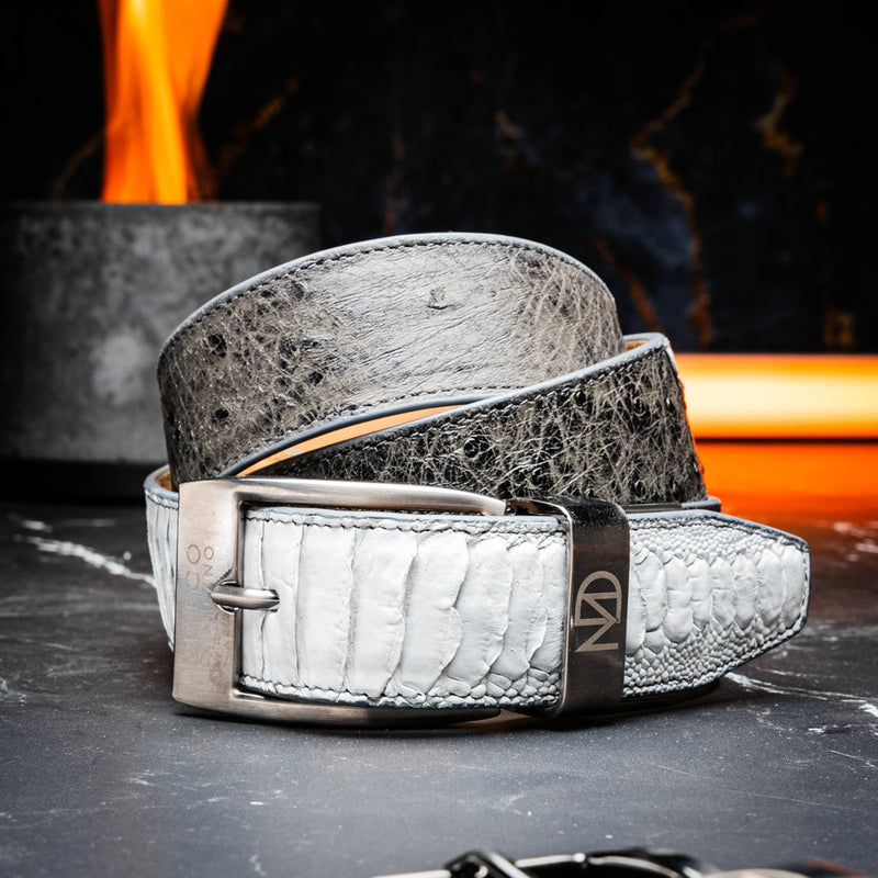Marco Di Milano Alessio Belt: Luxury White/Gray Leather Shoes