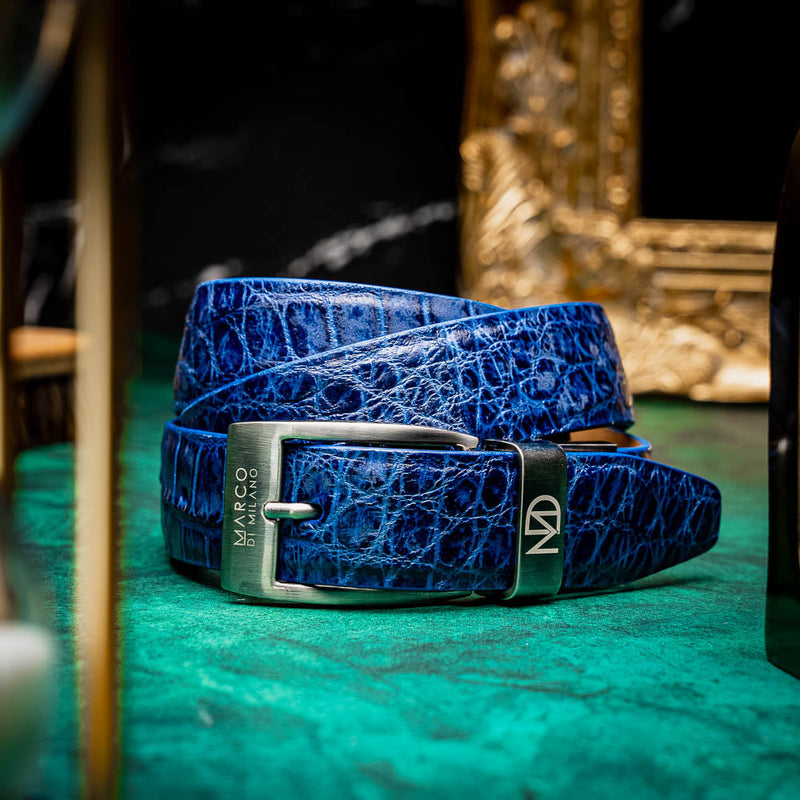 Marco Di Milano Emilio Belt - Antique Navy Leather Shoe