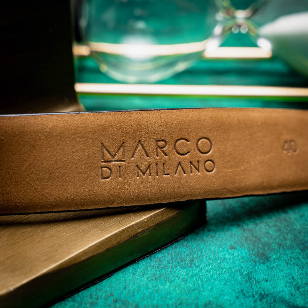 Marco Di Milano Emilio Belt - Antique Navy Leather Shoe