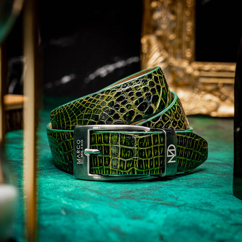 Marco Di Milano Emilio Belt - Antique Green Leather Loafer
