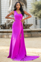 One Shoulder Prom Dress Simple Stretchy Long Bridesmaid Evening Gown