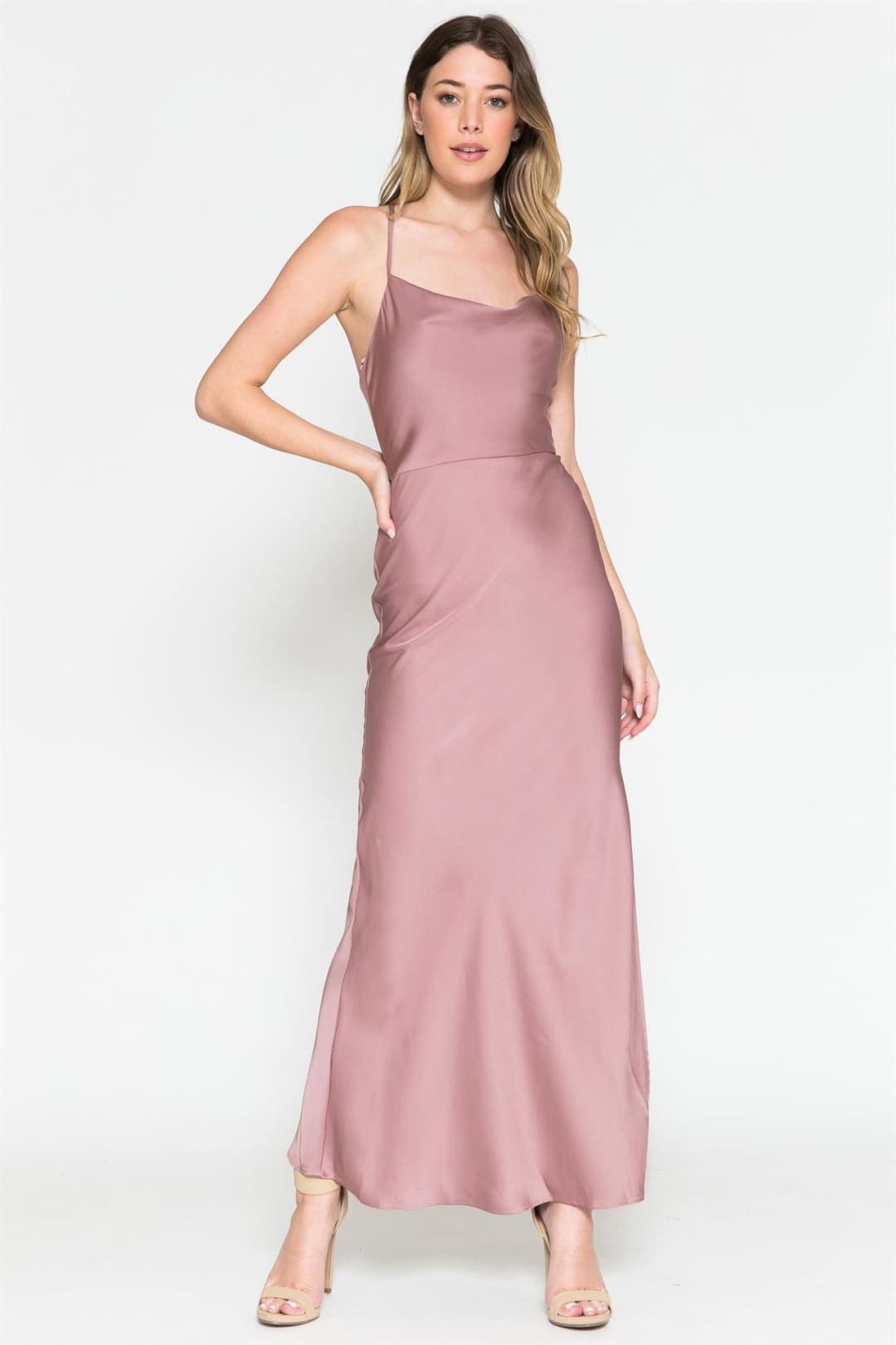 Simple Ankle Length Satin Bridesmaid Dress 6115