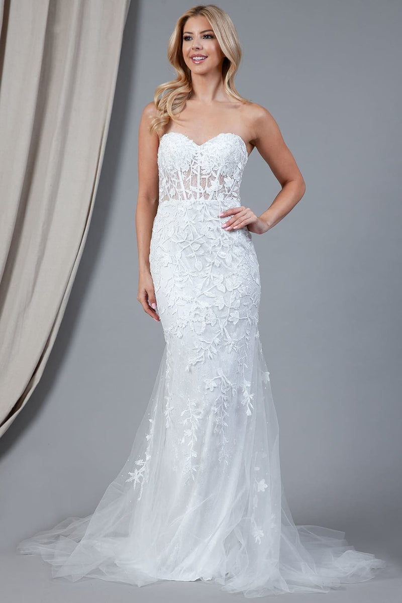 Amelia Couture 7024 Sweetheart Mesh Corset Mermaid Prom Dress