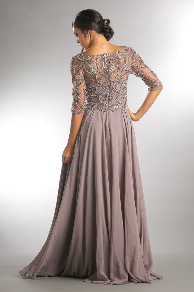Amelia Couture 7046 Chiffon Beaded 3/4 Sleeve Mother of Bride Gown