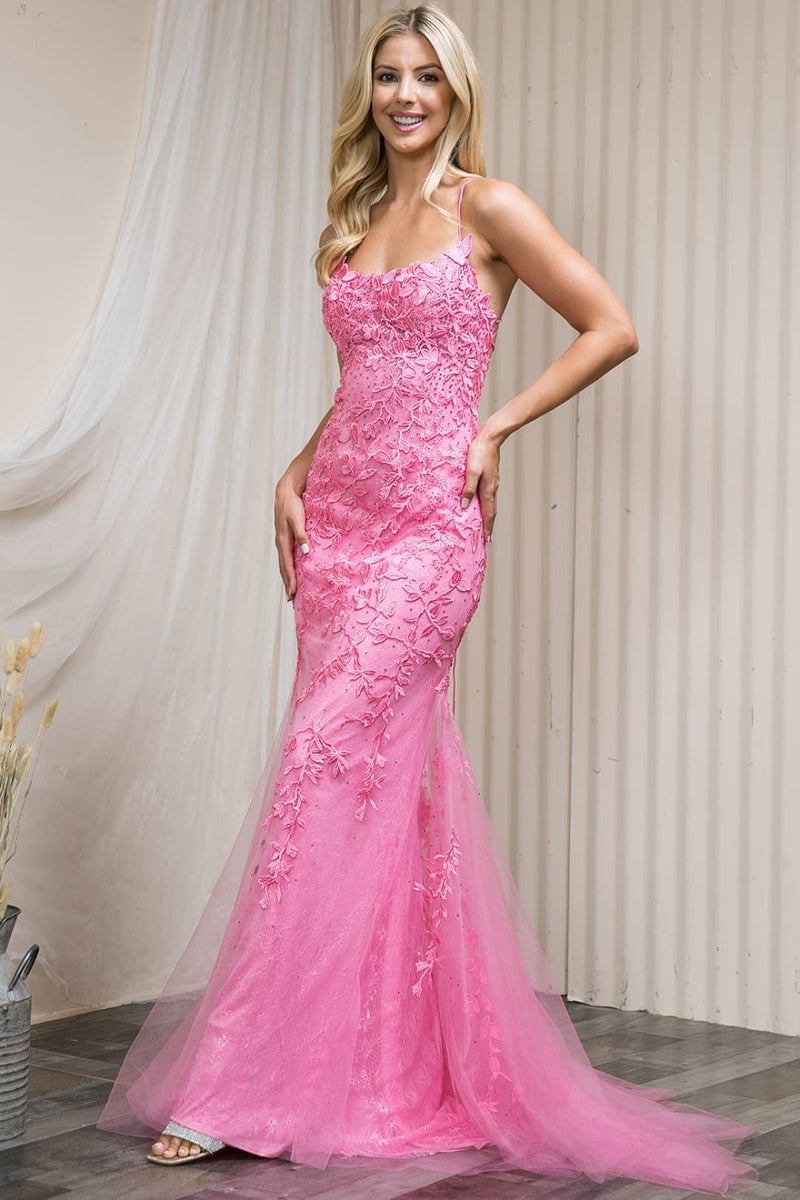 Amelia Couture 799 Embroidered Sweep Train Long Prom Evening Gown