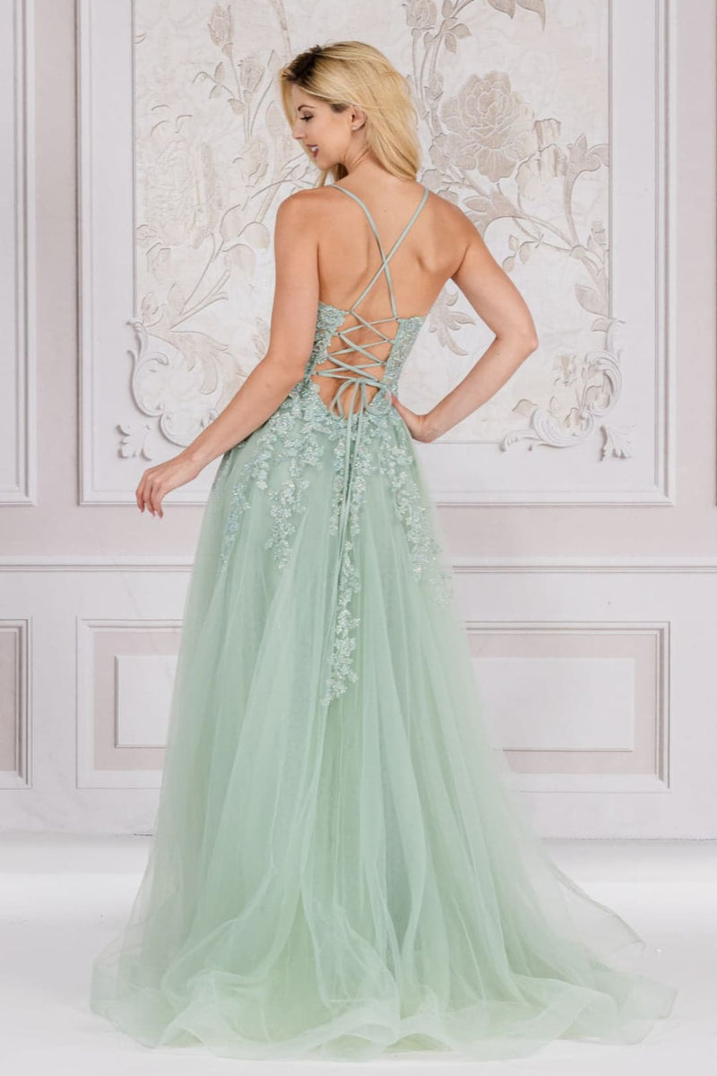 Amelia Couture TM1006B Sleeveless Long White Corset Wedding Dress