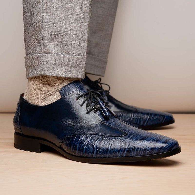 Marco_Di_Milano Anzio: Blue Jeans Leather Dress Shoe