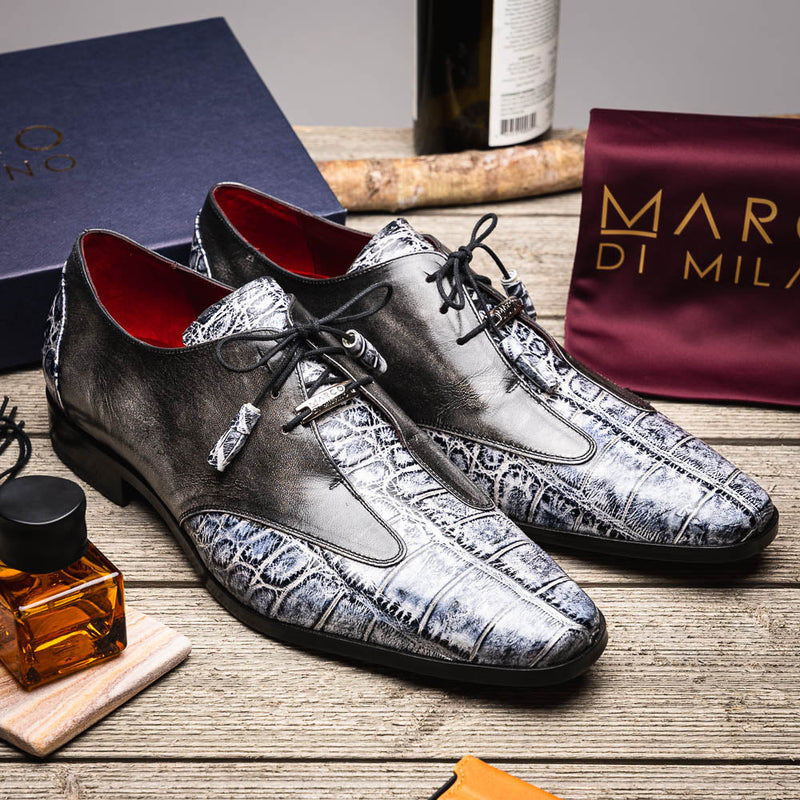 Marco Di Milano Anzio Newspaper Print Leather Oxford