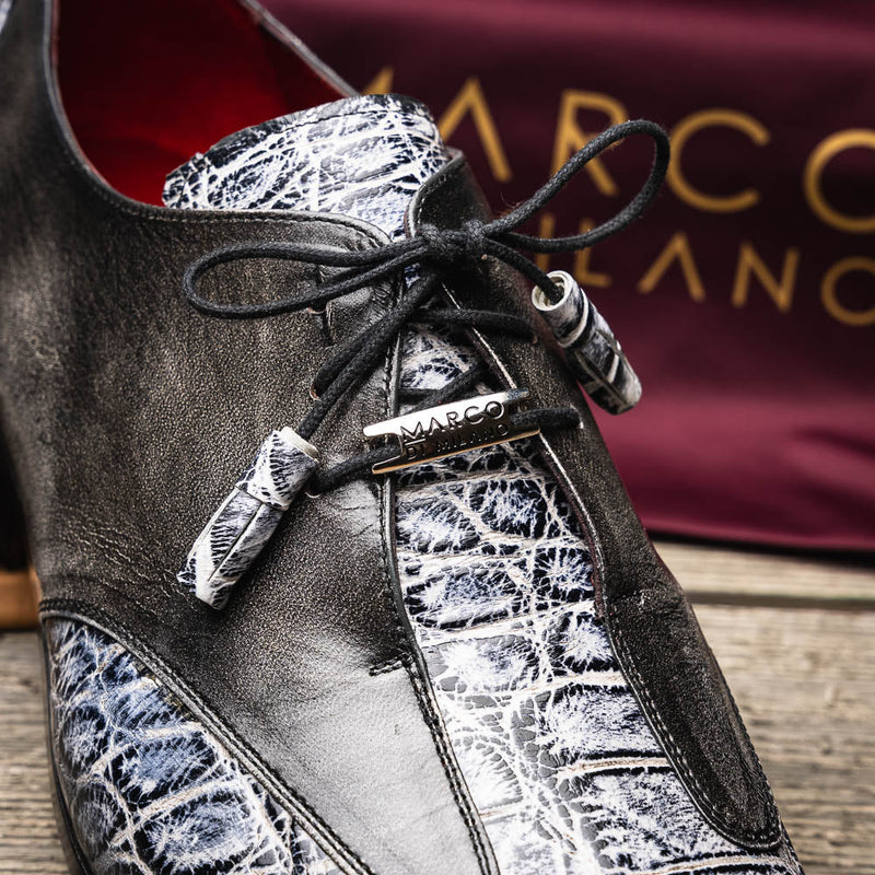 Marco Di Milano Anzio Newspaper Print Leather Oxford