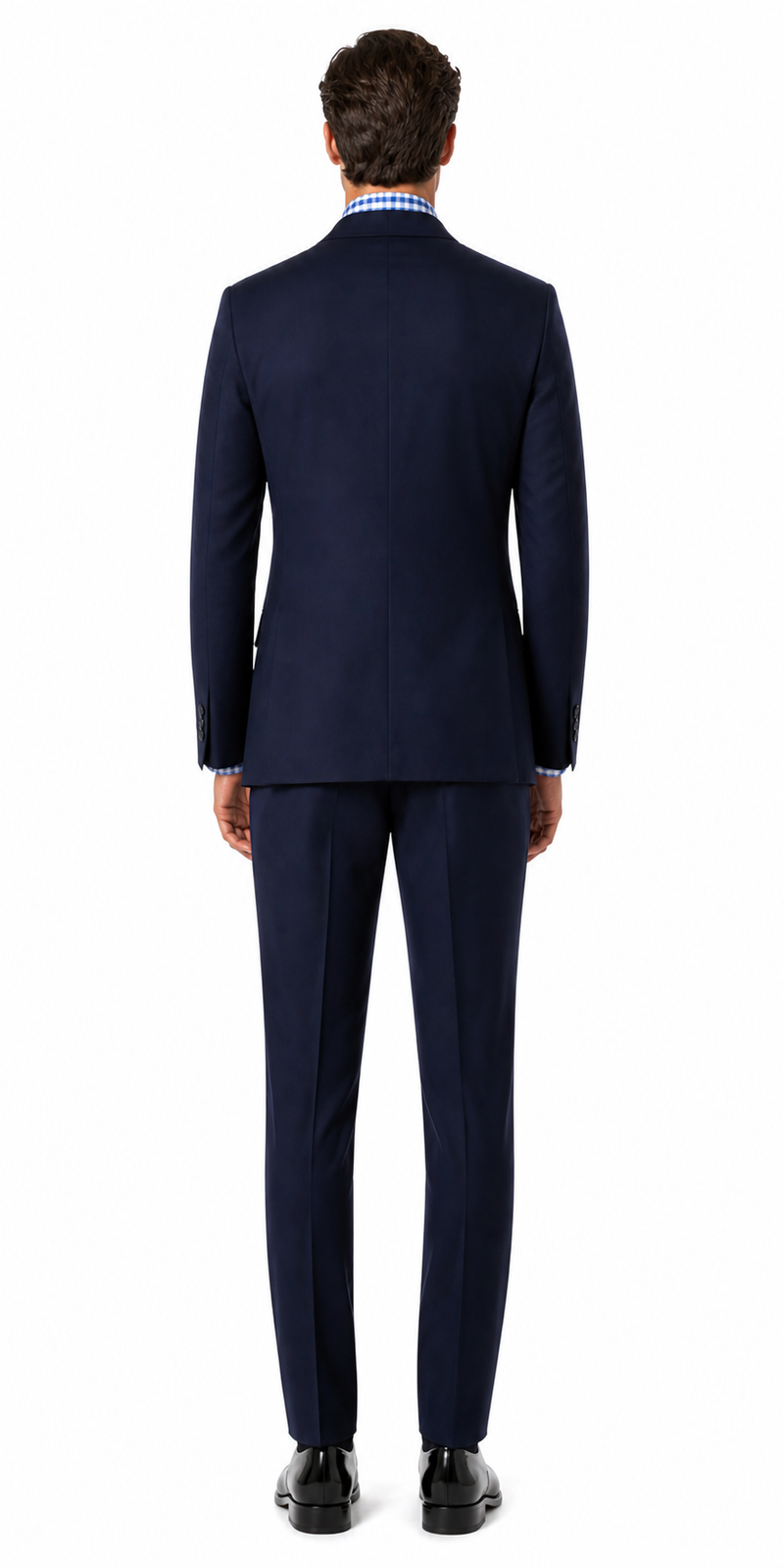Apollo King Men’s Navy Blue 2 Piece Double Breasted Suit, Pleated Pants Formal Business Wedding Suit