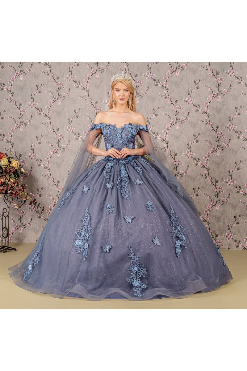 Applique Cape Sleeve Gown by Elizabeth KGL3181