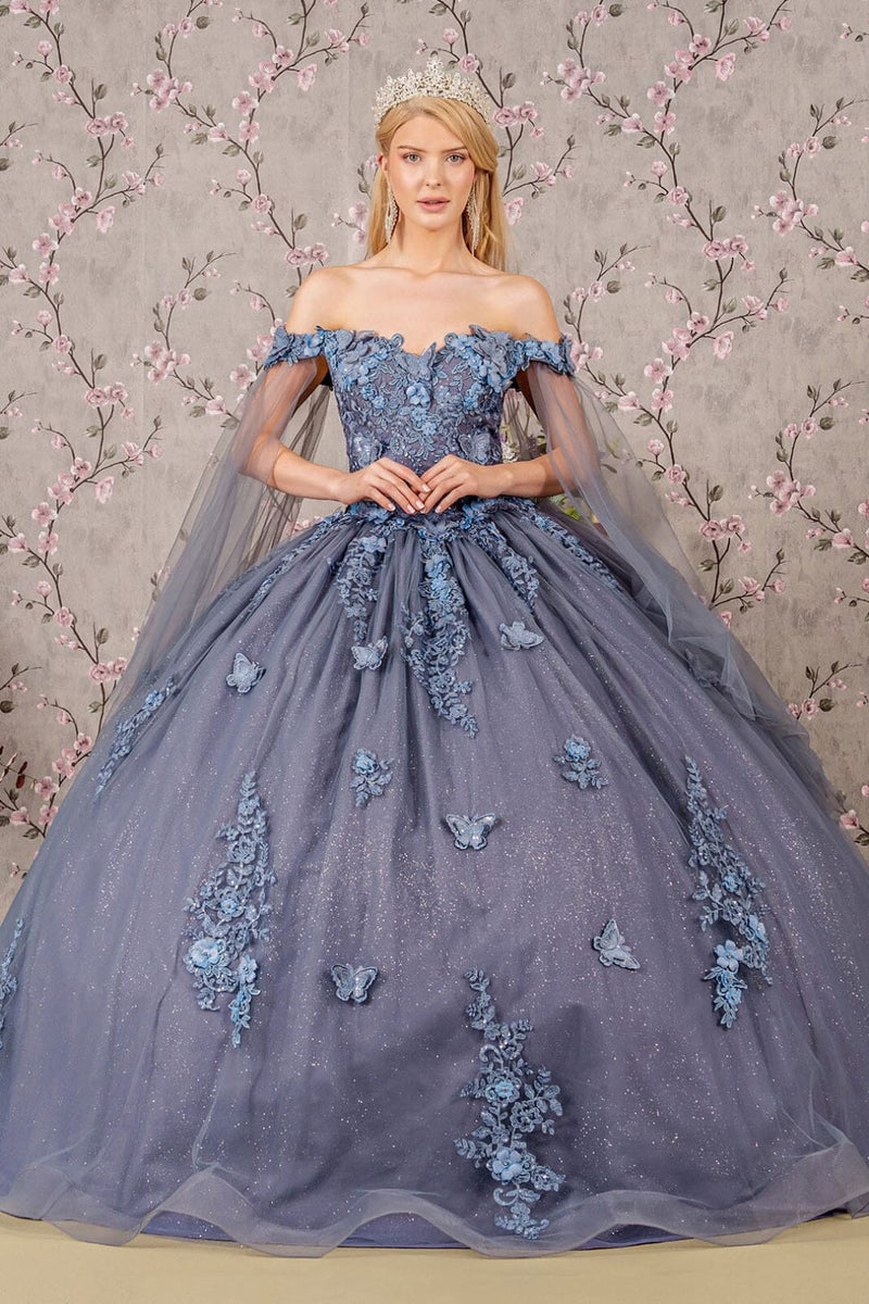 Applique Cape Sleeve Gown by Elizabeth KGL3181