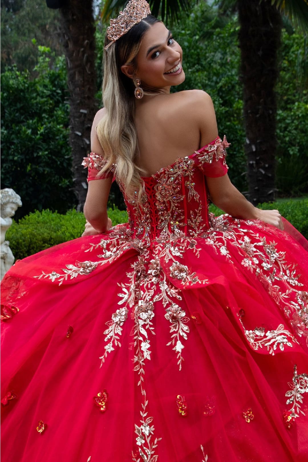 Red And Gold Quinceanera Dresses | Ball Gown by GL3522