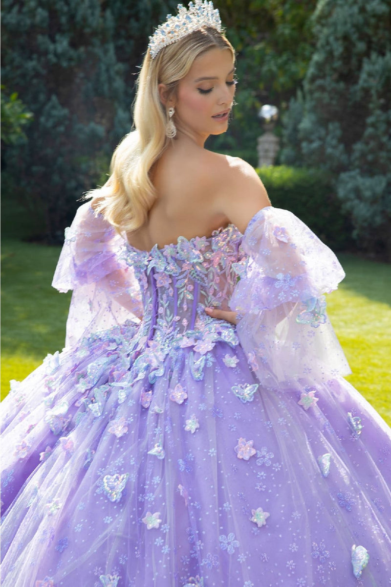 Applique Puff Sleeve Ball Gown by GLS Gloria GL3541