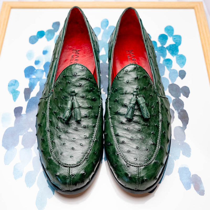 Marco Di Milano Aubiere Forest Green Leather Loafers