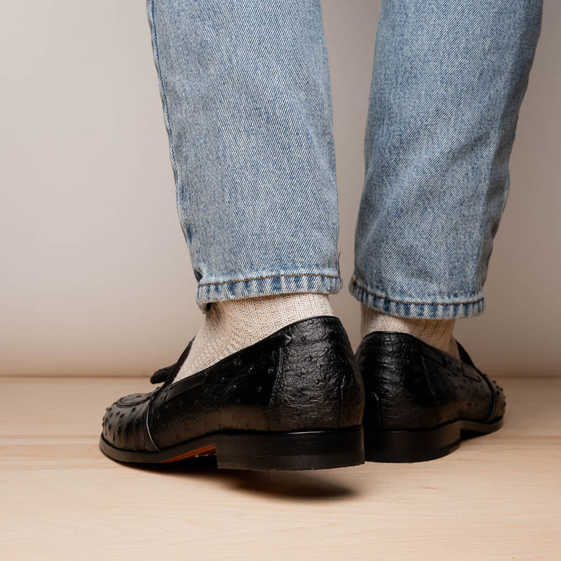 Aubiere Black Ostrich Loafer 