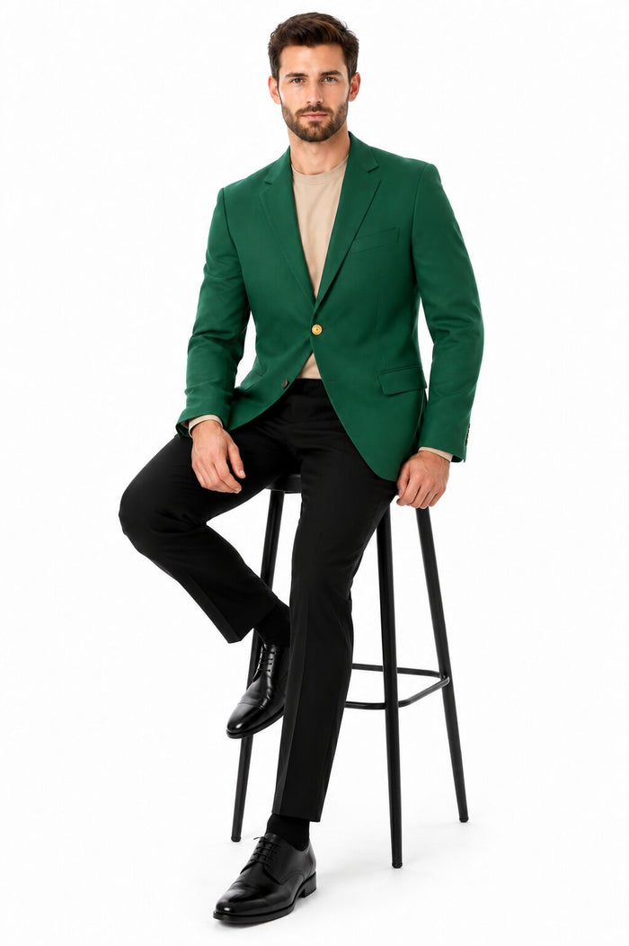Augusta Green Blazer Men's Classic Brass buttons Blazer Sport Jacket