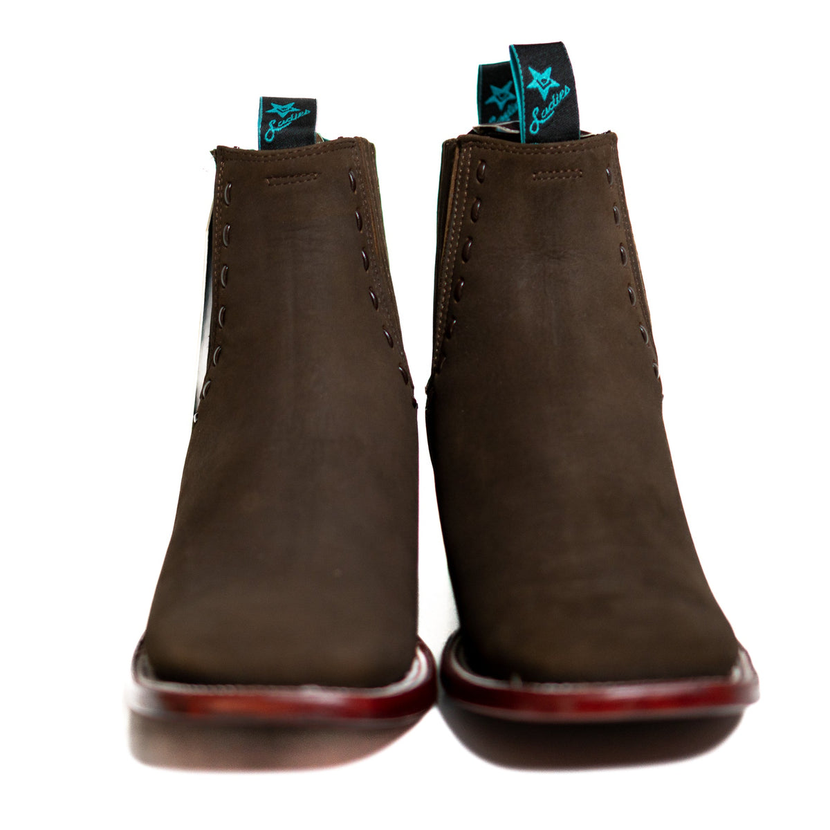 Los Altos Women's Boot Wide Square Toe Nobuck Dark Tabacco Leather Sole - Nobuck Dark Tabacco