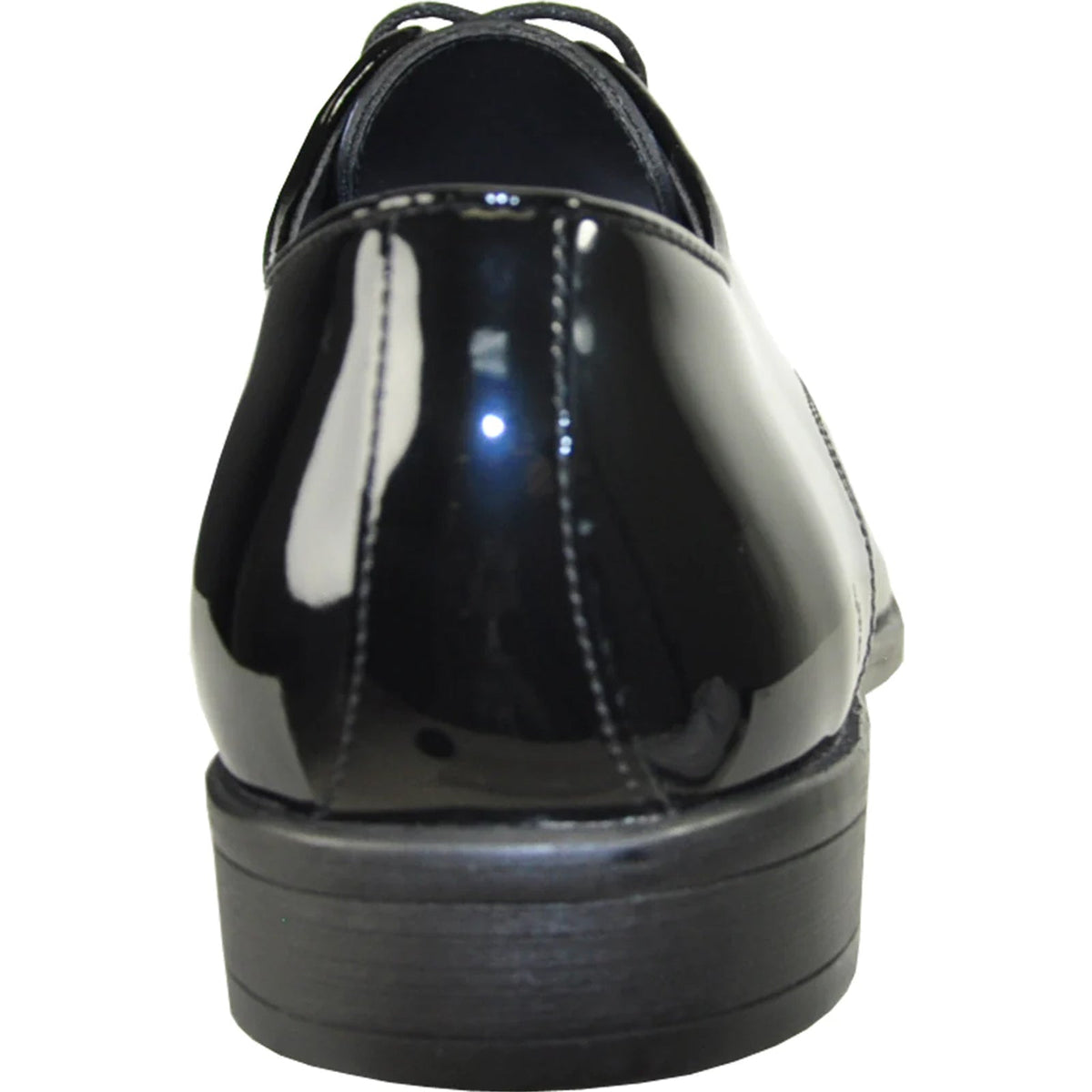 Bravo Mens Classic Patent Textured Tuxedo Oxford Lace Up Dress Shoe in Black