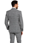Classic three-piece suit in black & white plaid. Fitted jacket with one-button closure. Wide-leg pleated pants, coordinated, 100% wool, for a timeless look.
