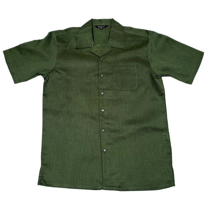 Mens Hunter Green Linen Shirt and Pants Casual Outfit Set