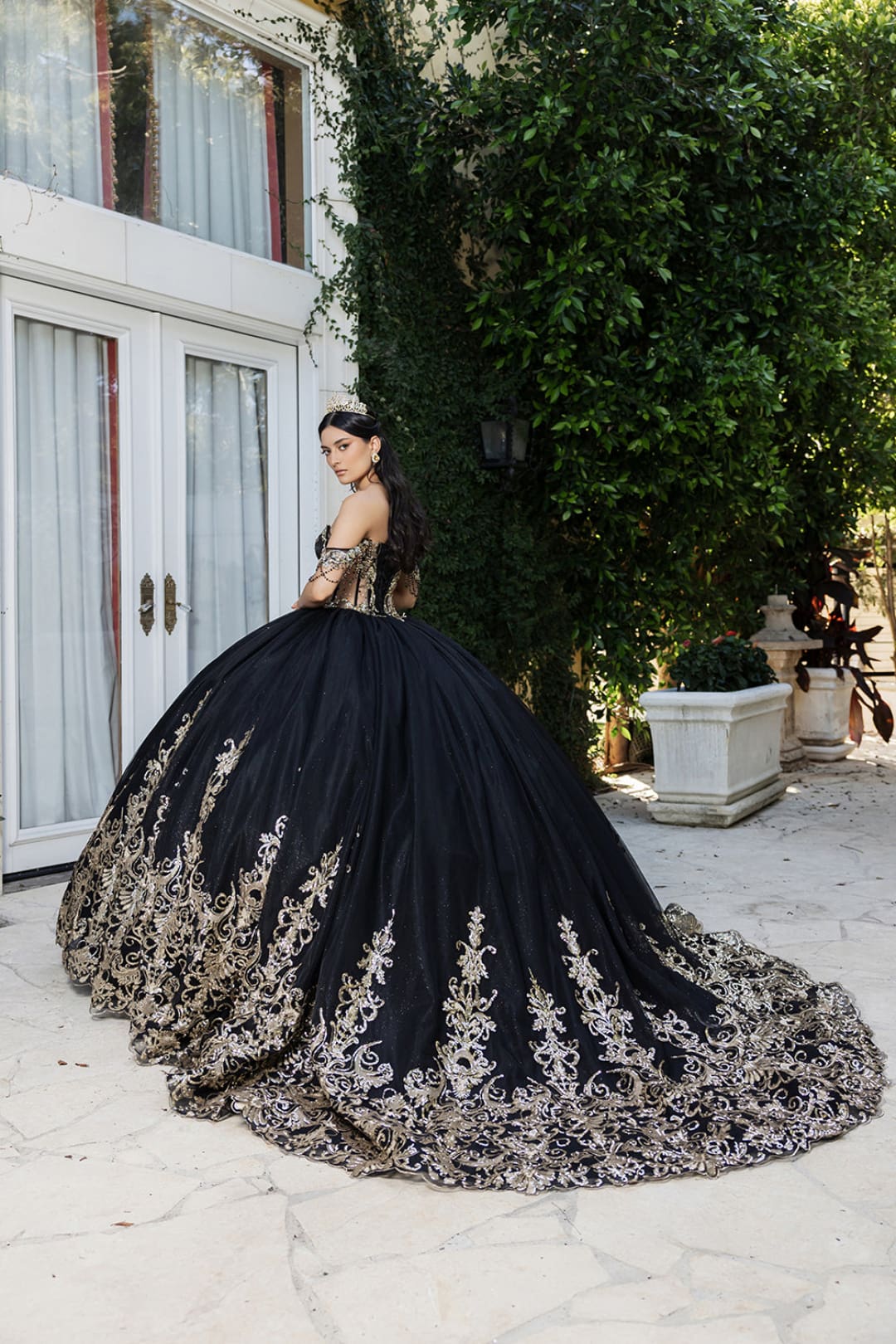 Plus Size Ball Gown in Black/Gold | Formal Quinceanera Dress by LK267