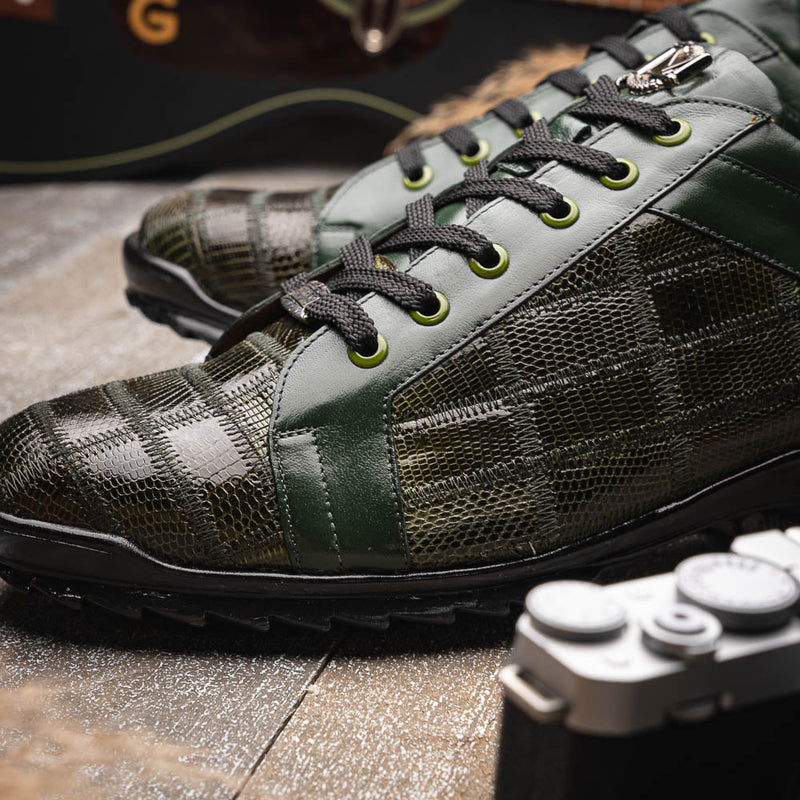 Marco Di Milano Bari Green Leather Oxford Dress Shoe