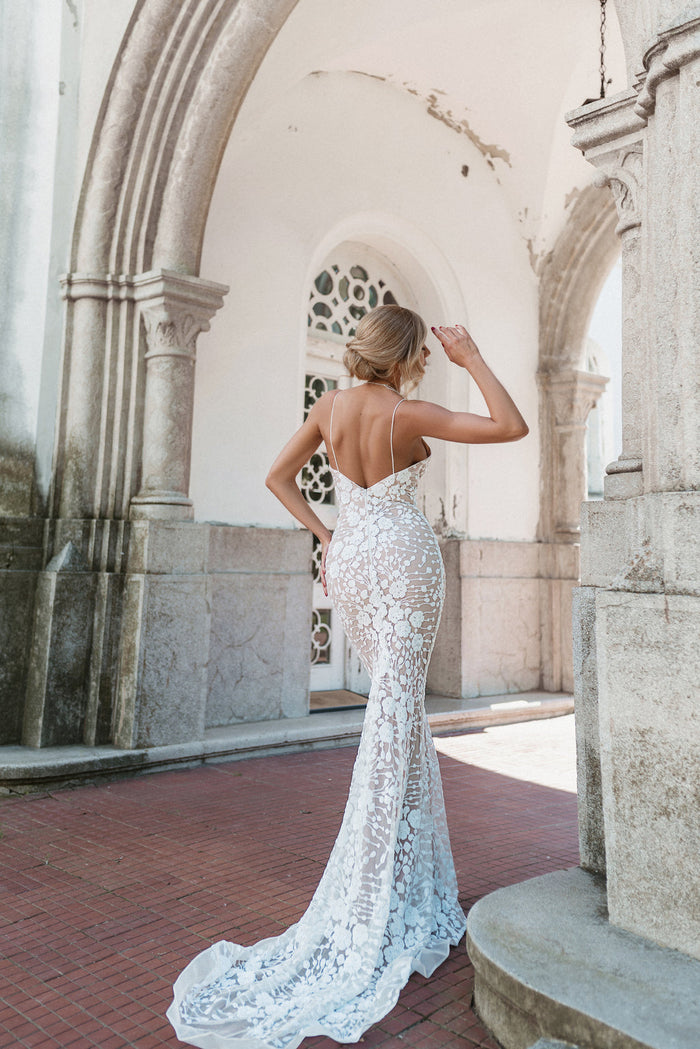 Tina Holly BB008 Wedding Plunging Spaghetti Strap Evening Sequin Dress