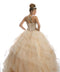 Juliet 1423 Beaded Illusion Sweetheart Tulle Quinceanera Ball Gown with Ruffled Skirt