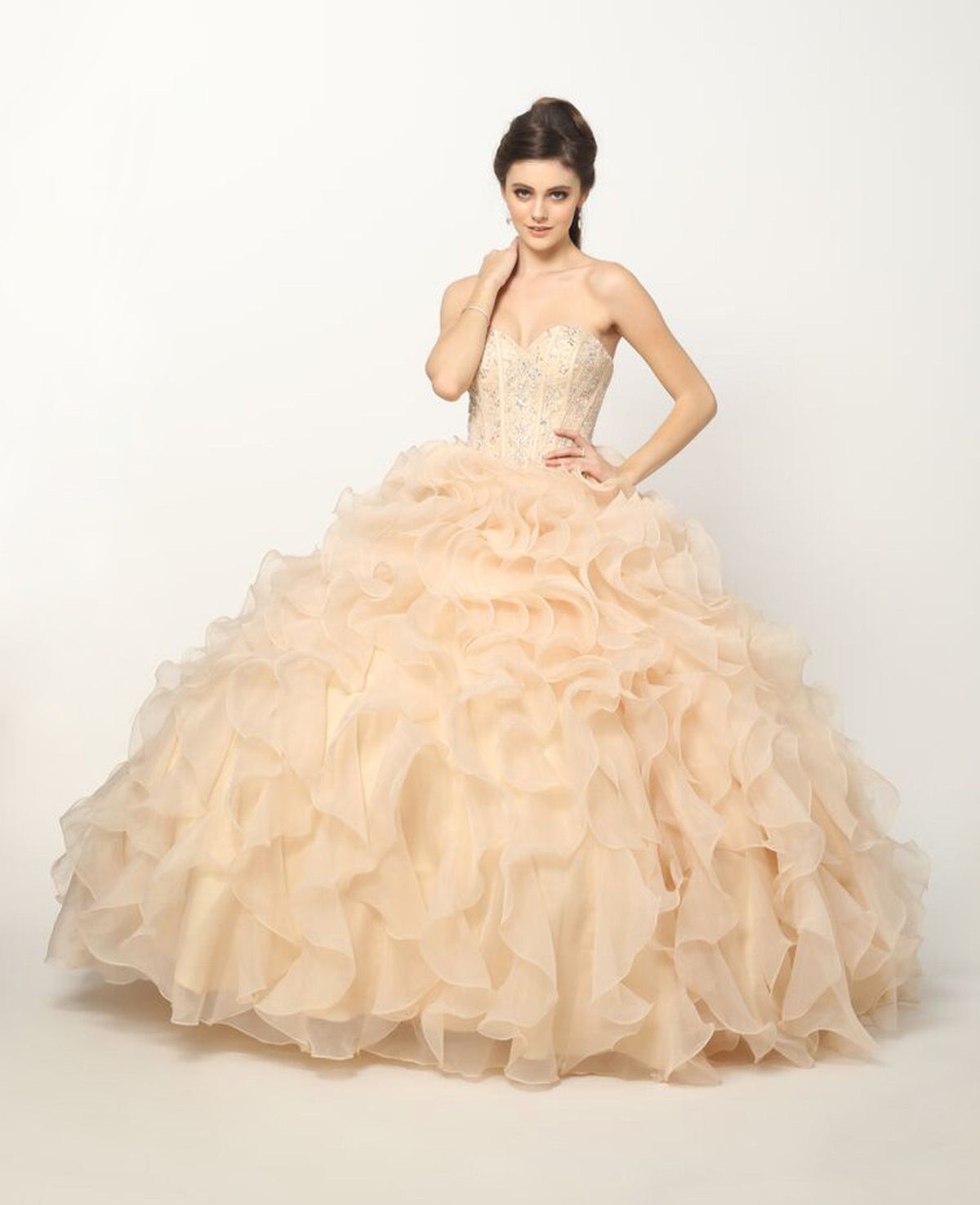 Juliet 1418 Beaded Sweetheart Organza Quinceanera Ball Gown