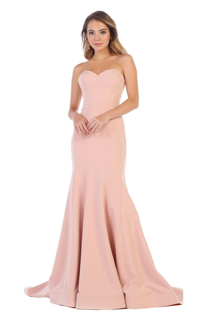 Bridesmaid Dresses in Dusty Rose Strapless Simple Mermaid Gown RQ7703
