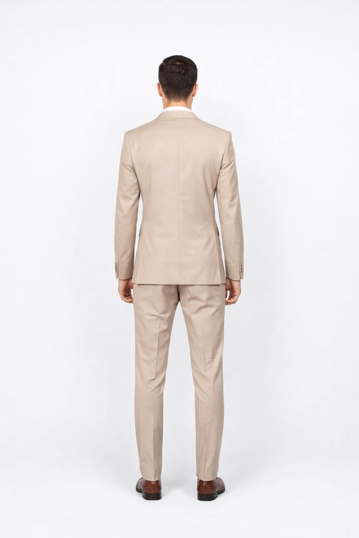 Beige Slim Fit Suit for Men by Rossiman Rossi â€“ Tailored Skinny Fit Formal Suit