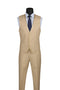 Beige Trimmed Lapel Slim Fit 3 Piece Suit