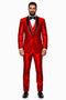 Holiday Suit - Christmas Suit - Christmas Blazer Shiny Red Tuxedo Shawl Collar Jacket & Pants Suit Prom Or Wedding Or Groom Tuxedo