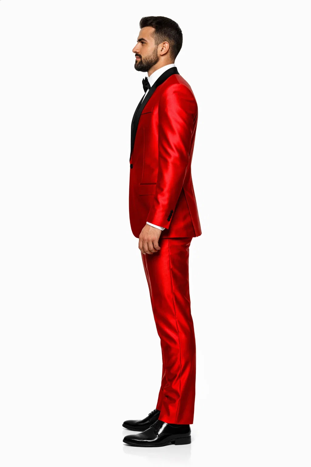 Holiday Suit - Christmas Suit - Christmas Blazer Shiny Red Tuxedo Shawl Collar Jacket & Pants Suit Prom Or Wedding Or Groom Tuxedo