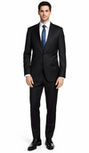 Bertolini 3Pc Wool & Silk Solid Black Suit