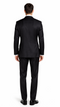 Bertolini 3pc black wool-silk suit. Lightweight, tailored jacket and straight-leg pants. Features structured shoulders, single vent, and buttoned cuffs. Clean, sleek, fitted silhouette.