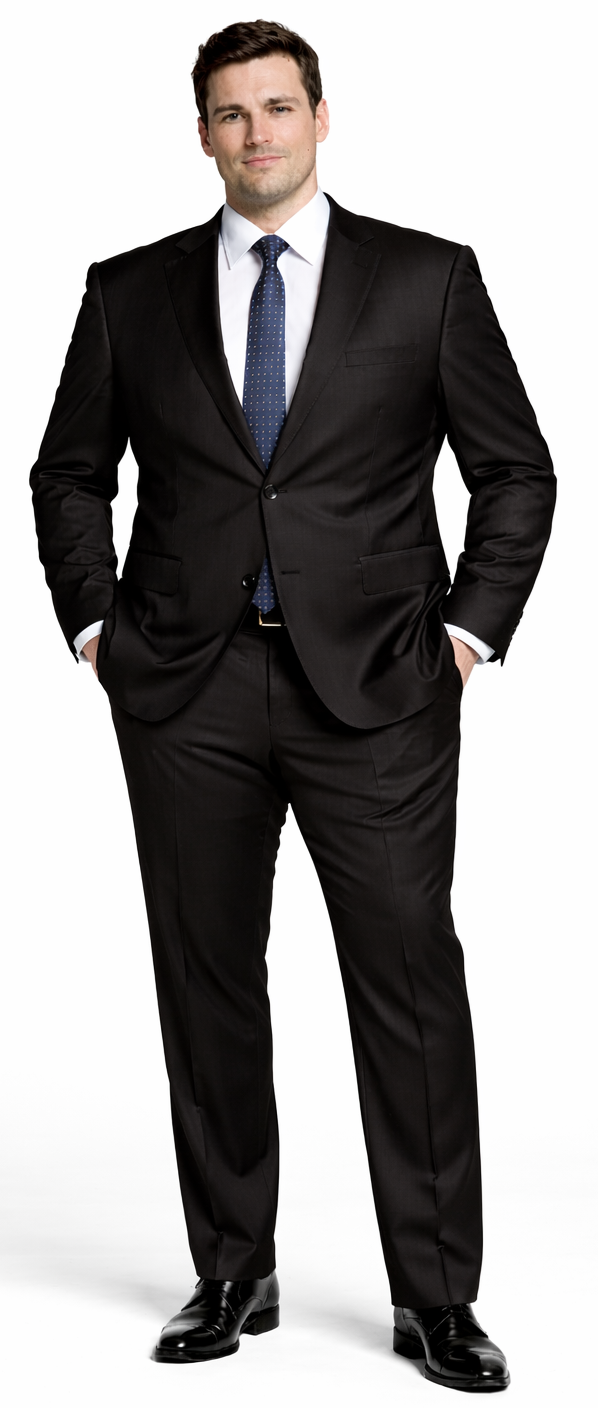 Bertolini 2pc wool-silk suit: Available in black/charcoal. Features a 2-button front, tailored fit, straight-leg trousers, and side pockets. Luxurious wool/silk blend for a smooth look.