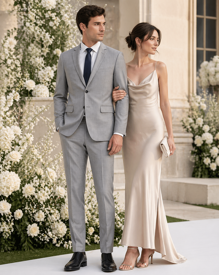 Bevagna Collection - Light Gray 100% Virgin Wool Regular Fit Pick Stitched 2 Piece Suit