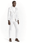 Big And Tall Suit For Men - Jacket + Pants + Bowtie + Pants - White And Silver Suit - AlbertoNardoniStore