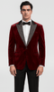 Red velvet blazer with houndstooth lapels. Big & tall fit, single button closure, and two front pockets. A bold statement piece.
