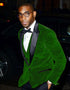 Black and Green Suit Mens Designer Velvet Tuxedo Jacket in Hunter Green - AlbertoNardoniStore